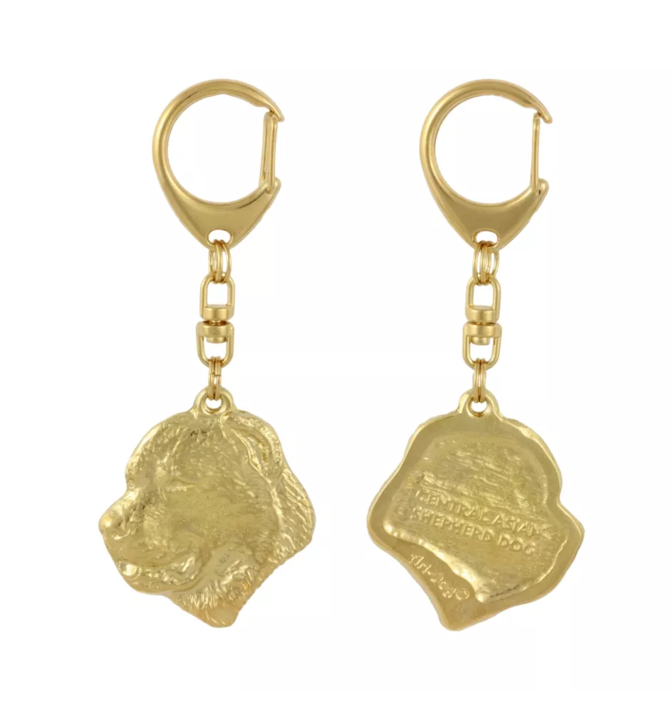 Central Asia Shepherd Dog, Central Asian Shepherd Dog - Gilded key ring with dog, handbag decoration, luxury accessory by Art-Dog brand