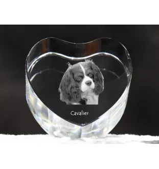 Cavalier King Charles Spaniel - a photo of a dog in crystal, crystal heart, unique photo frame from the Art-Dog brand