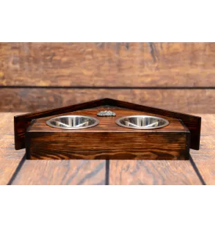 Cavalier King Charles Spaniel - wooden stand with bowls for a dog, decorative dog bowls, a gift for adopting a dog from the Art-Dog brand