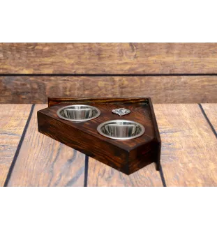 Cavalier King Charles Spaniel - wooden stand with bowls for a dog, decorative dog bowls, a gift for adopting a dog from the Art-Dog brand