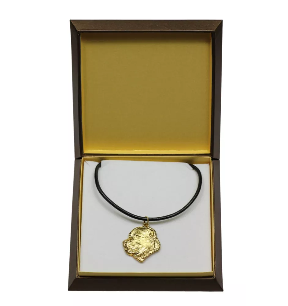 Berger d'Asie Centrale, Sredneasiatskaïa ovtcharka - Collier de chien dans une boîte cadeau, pendentif plaqué or pour les fans de chiens, bijoux remarquables par Art-Dog