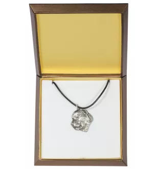 Berger d'Asie Centrale, Sredneasiatskaïa ovtcharka - Collier de chien dans une boîte cadeau, médaillon argenté pour fan de chien, pendentif remarquable de la marque Art-Dog