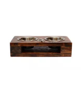 Cavalier King Charles Spaniel I - wooden stand with bowls for a dog, steel dog bowls, a gift for adopting a dog from the Art-Dog brand