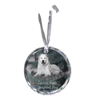 Berger d'Asie Centrale, Sredneasiatskaïa ovtcharka - boule de Noël en cristal avec une photo, photo de chien dans le cristal, décoration personnalisée pour sapin de Noël de la marque Art-Dog