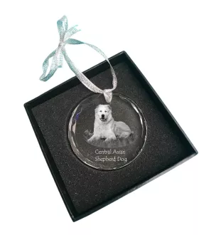 Central Asia Shepherd Dog, Central Asian Shepherd Dog - crystal bauble with a photo, dog photo in crystal, personalized Christmas tree ornament by Art-Dog brand