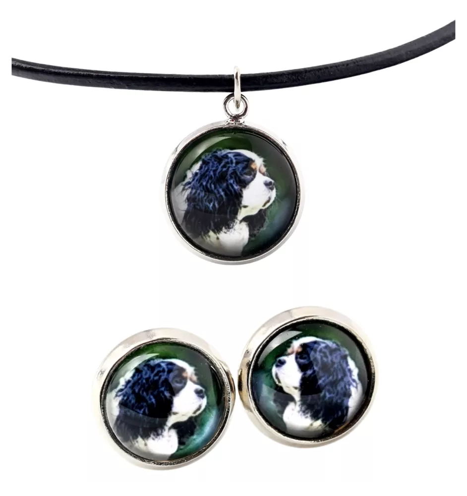 Cavalier King Charles Spaniel - Schmuck mit Ihrem Foto-Box, Halskette und Ohrringe-Set, personalisierte Produkte der Marke Art-Dog.