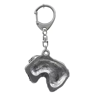 Cesky Terrier, Czech Terrier, Bohemian Terrier - Silver-plated key ring with dog, handbag decoration, backpack pendant by Art-Dog brand