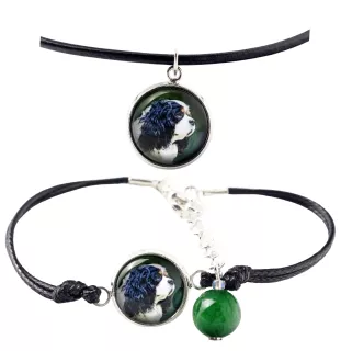 Cavalier King Charles Spaniel - ensemble de bijoux avec votre photo, ensemble fait à la main, bracelet et collier de la marque Art.-Dog