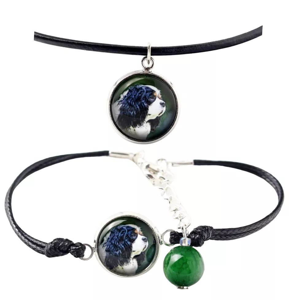 Cavalier King Charles Spaniel - ensemble de bijoux avec votre photo, ensemble fait à la main, bracelet et collier de la marque Art.-Dog