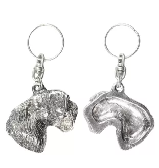 Cesky Terrier, Czech Terrier, Bohemian Terrier - Silver-plated dog pendant, handbag decoration, backpack pendant by Art-Dog brand