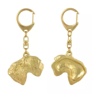 Tschechischer Terrier,   Böhmischer Terrier, Český Teriér - Vergoldeter Schlüsselanhänger mit Hund, Handtaschenschmuck, Luxus-Accessoire der Marke Art-Dog