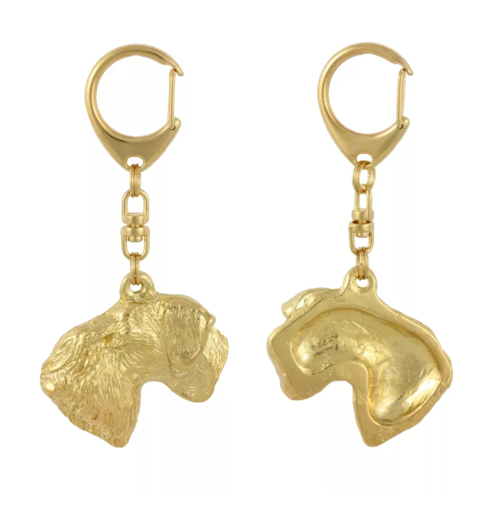 Cesky Terrier, Czech Terrier, Bohemian Terrier - Gilded key ring with dog, handbag decoration, luxury accessory by Art-Dog brand