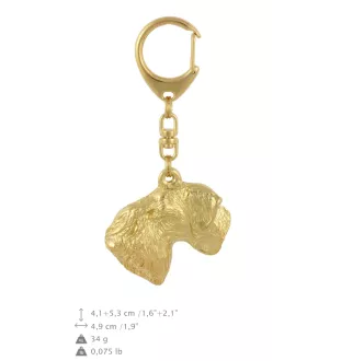 Cesky Terrier, Czech Terrier, Bohemian Terrier - Gilded key ring with dog, handbag decoration, luxury accessory by Art-Dog brand