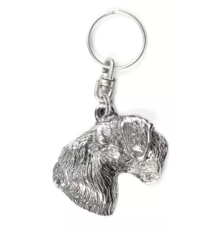 Terrier Tchèque, Cesky Terrier - Pendentif argenté avec un chien dans une boîte décorative, décoration de sac à main, pendentif de sac à dos par la marque Art-Dog