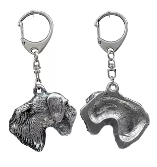 Cesky Terrier, Czech Terrier, Bohemian Terrier - Silver-plated key ring with a dog in a gift box, handbag decoration, backpack pendant by Art-Dog brand