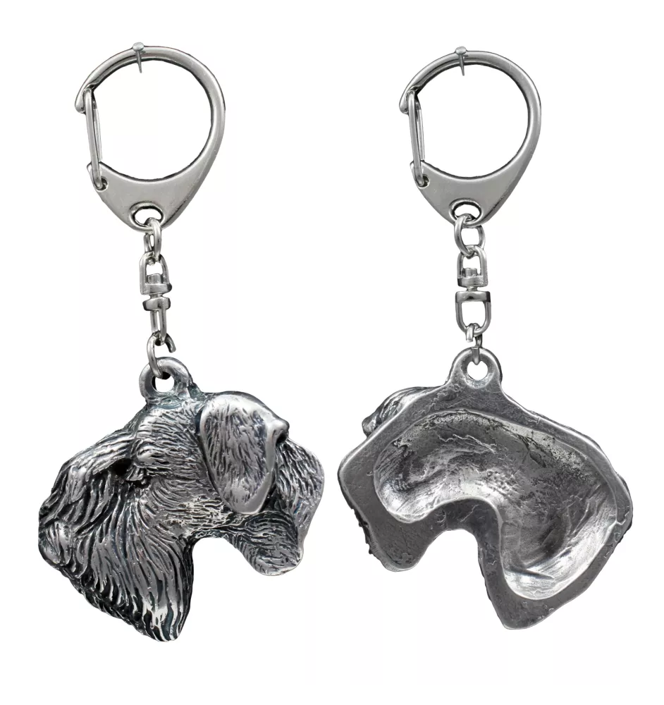 Tschechischer Terrier,   Böhmischer Terrier, Český Teriér - Versilberter Schlüsselanhänger mit Hund in einer Geschenkbox, Handtaschenschmuck, Rucksackanhänger der Marke Art-Dog