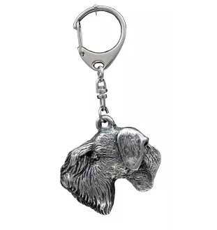 Cesky Terrier, Czech Terrier, Bohemian Terrier - Silver-plated key ring with a dog in a gift box, handbag decoration, backpack pendant by Art-Dog brand