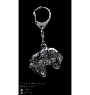 Cesky Terrier, Czech Terrier, Bohemian Terrier - Silver-plated key ring with a dog in a gift box, handbag decoration, backpack pendant by Art-Dog brand