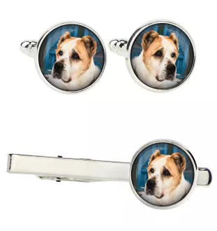 Central Asia Shepherd Dog, Central Asian Shepherd Dog - cufflinks and tie with your photo, a suit decoration, men's jewelry from the Art-Dog brand.