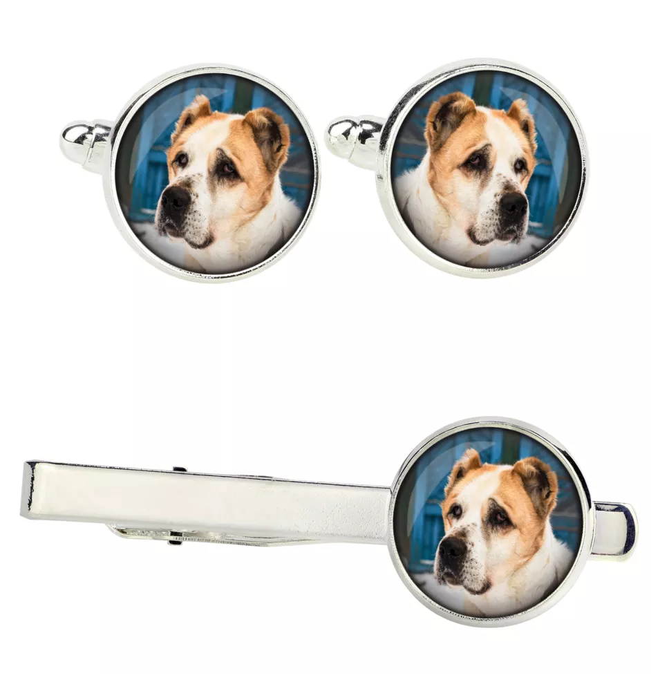 Central Asia Shepherd Dog, Central Asian Shepherd Dog - cufflinks and tie with your photo, a suit decoration, men's jewelry from the Art-Dog brand.