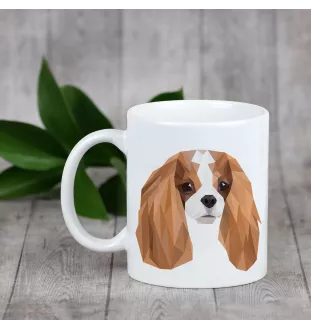 Cavalier King Charles Spaniel - tasse avec une photo et un motif de chien géométrique Art-Dog