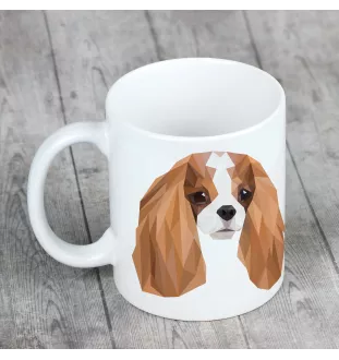 Cavalier King Charles Spaniel - tasse avec une photo et un motif de chien géométrique Art-Dog