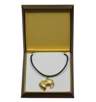 Terrier Tchèque, Cesky Terrier - Collier de chien dans une boîte cadeau, pendentif plaqué or pour les fans de chiens, bijoux remarquables par Art-Dog