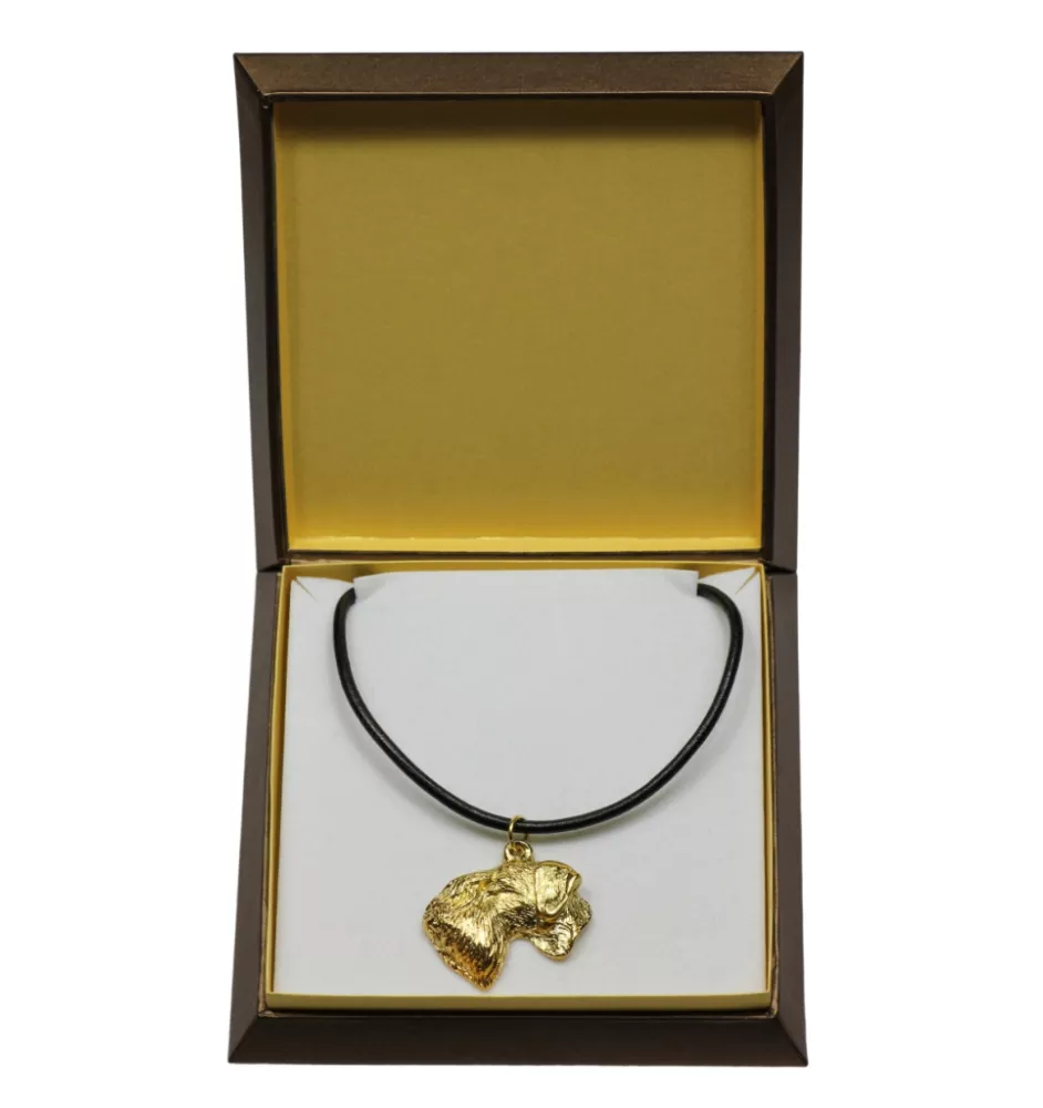 Cesky Terrier, Czech Terrier, Bohemian Terrier - Dog necklace in gift box, gold-plated pendant for dog fan, striking jewellery by Art-Dog