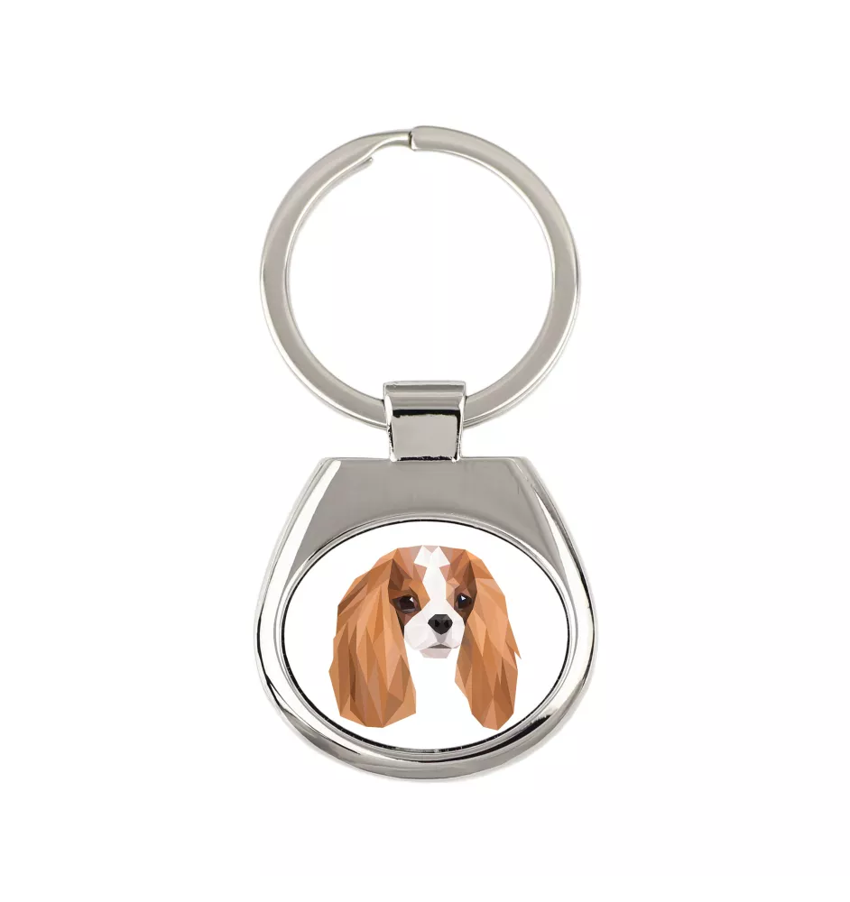 Cavalier King Charles Spaniel - geometrischer Schlüsselanhänger mit Foto und Aufschrift Art-Dog