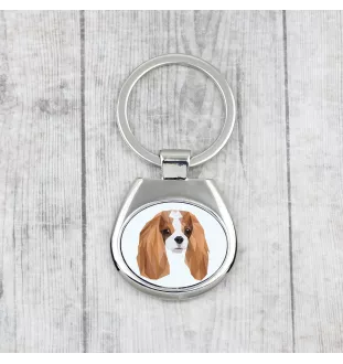 Cavalier King Charles Spaniel - geometrischer Schlüsselanhänger mit Foto und Aufschrift Art-Dog