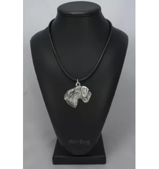 Tschechischer Terrier,   Böhmischer Terrier, Český Teriér - Hundehalsband in Geschenkbox, versilbertes Medaillon für Hundefans, markanter Anhänger der Marke Art-Dog