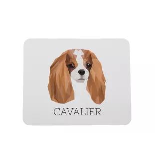 Cavalier King Charles Spaniel - geometric mouse pad with a picture and text by Art-Dog