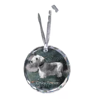 Cesky Terrier, Czech Terrier, Bohemian Terrier - crystal bauble with a photo, dog photo in crystal, personalized Christmas tree ornament by Art-Dog brand