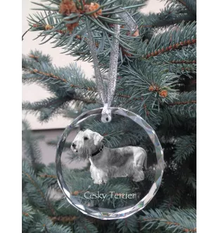 Cesky Terrier, Czech Terrier, Bohemian Terrier - crystal bauble with a photo, dog photo in crystal, personalized Christmas tree ornament by Art-Dog brand