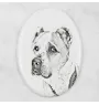 Mittelasiatischer Schäferhund, Zentralasiatischer Owtscharka - Gedenktafel mit einem Foto eines Hundes, Grabplatte mit Druck, personalisierte ovale Platte der Marke Art-Dog
