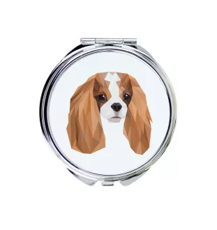 Cavalier King Charles Spaniel - Spiegel mit Foto und geometrischem Aufdruck der Marke Art-Dog