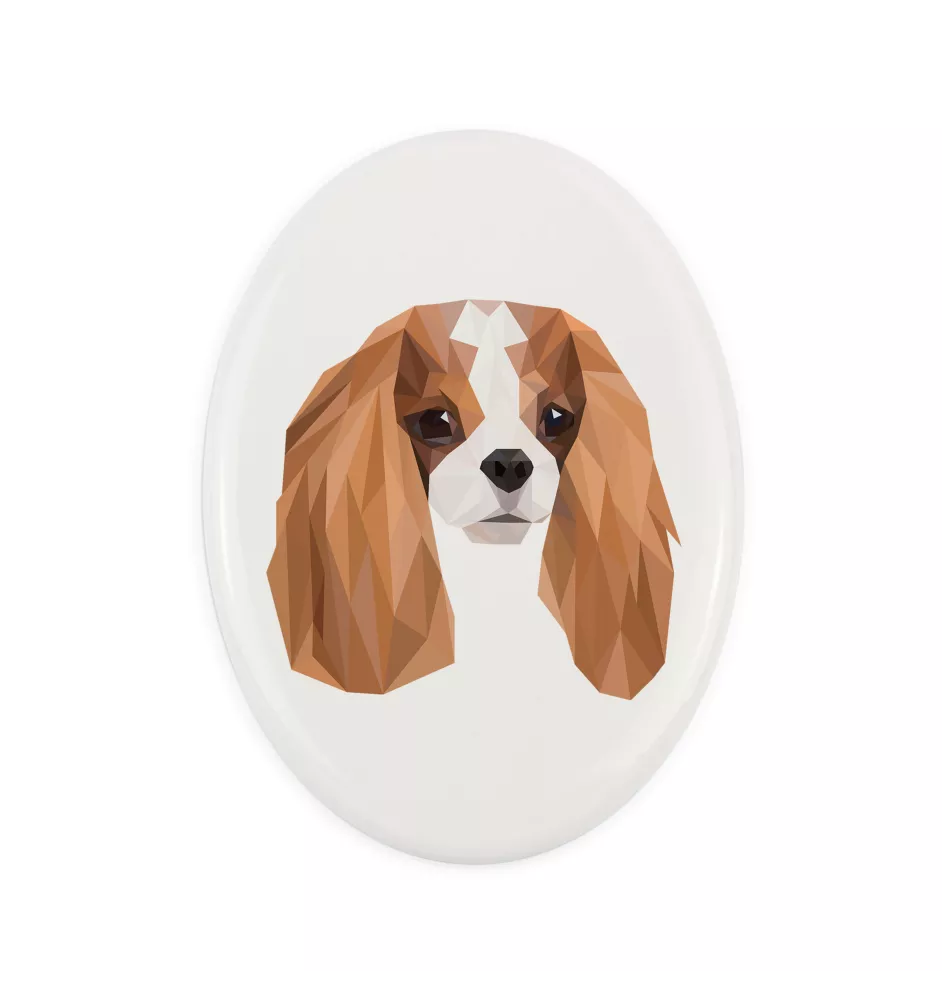 Cavalier King Charles Spaniel - a plate with a geometric design and the brand name Art-Dog