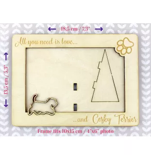 Cesky Terrier, Czech Terrier, Bohemian Terrier - Photo frame, engraved wooden frame, a lovely gadget for the dog lover by Art-Dog