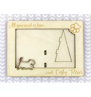 Cesky Terrier, Czech Terrier, Bohemian Terrier - Photo frame, engraved wooden frame, a lovely gadget for the dog lover by Art-Dog