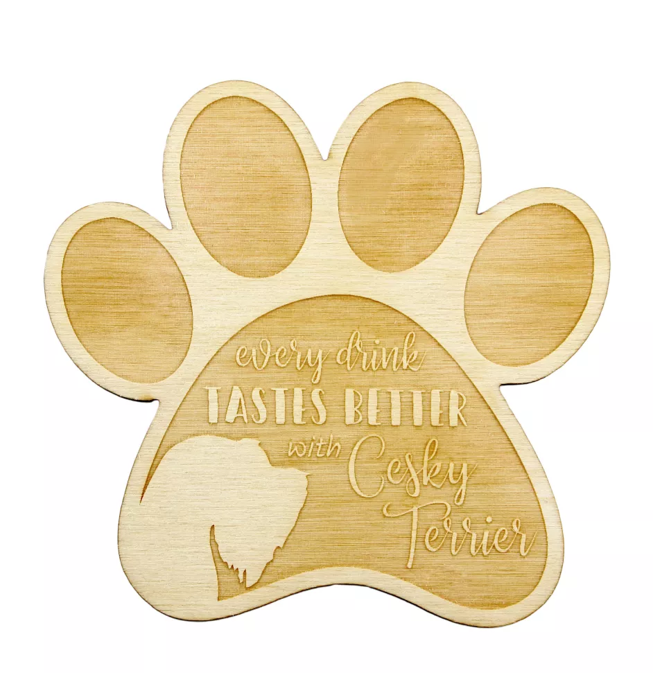 Terrier Tchèque, Cesky Terrier - Sous-verre mug, sous-verre gravé avec chien, cadeau pour amoureux des chiens par la marque Art-Dog