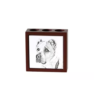 Mittelasiatischer Schäferhund, Zentralasiatischer Owtscharka - Stifthalter mit Hund, Schreibtischorganizer mit Aufdruck, personalisierte Schreibtischdekoration der Marke Art-Dog