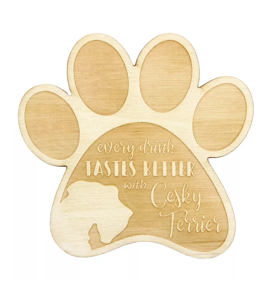 Tschechischer Terrier,   Böhmischer Terrier, Český Teriér I - Tasse Untersetzer, graviert Untersetzer mit Hund, Geschenk für Hundeliebhaber von Art-Dog Marke