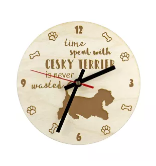 Tschechischer Terrier,   Böhmischer Terrier, Český Teriér - Uhr mit Hund, Holzuhr mit Gravur, personalisierte Uhr von Art-Dog