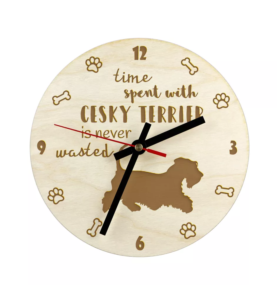 Cesky Terrier, Czech Terrier, Bohemian Terrier - clock with dog, wooden clock with engraving, personalised clock by Art-Dog