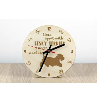 Tschechischer Terrier,   Böhmischer Terrier, Český Teriér - Uhr mit Hund, Holzuhr mit Gravur, personalisierte Uhr von Art-Dog