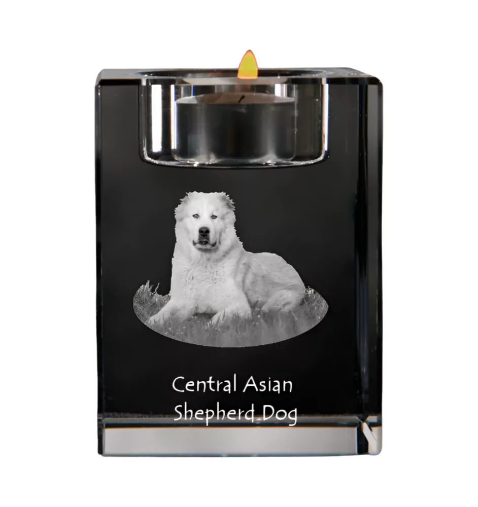 Central Asia Shepherd Dog, Central Asian Shepherd Dog - Candle holder with dog photo, crystal tealight holder, personalised gift by Art-Dog brand