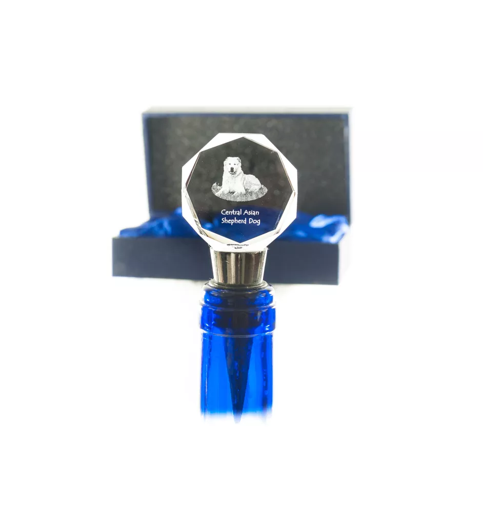 Central Asia Shepherd Dog, Central Asian Shepherd Dog - Bottle stopper, crystal wine stopper with photo, personalised gift for bartender by Art-Dog brand