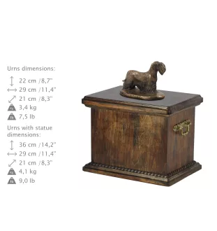 Cesky Terrier, Czech Terrier, Bohemian Terrier - urn for the ashes of a dog, urn with a statuette, elegant urn in the classic style of the Art-Dog brand