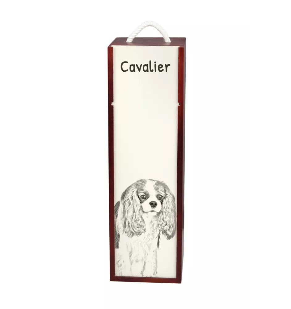 Cavalier King Charles Spaniel - wine box with a dog, alcohol box with graphics, personalized gift box from the Art-Dog brand