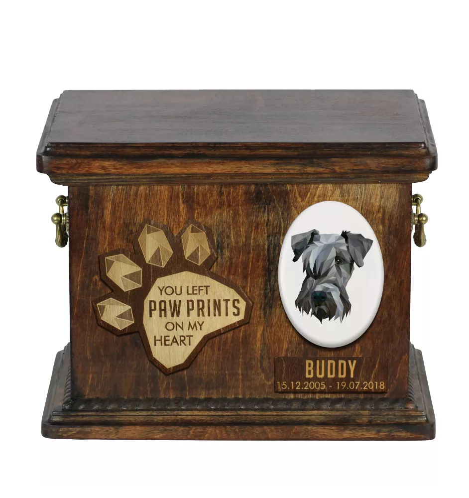 Cesky Terrier, Czech Terrier, Bohemian Terrier - urn for dog ashes, personalized urn with engraving, commemorative box for dog ashes by Art-Dog brand